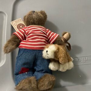 Boyd Bears Striped Red and Blue Teddy Bear with Plush Dog